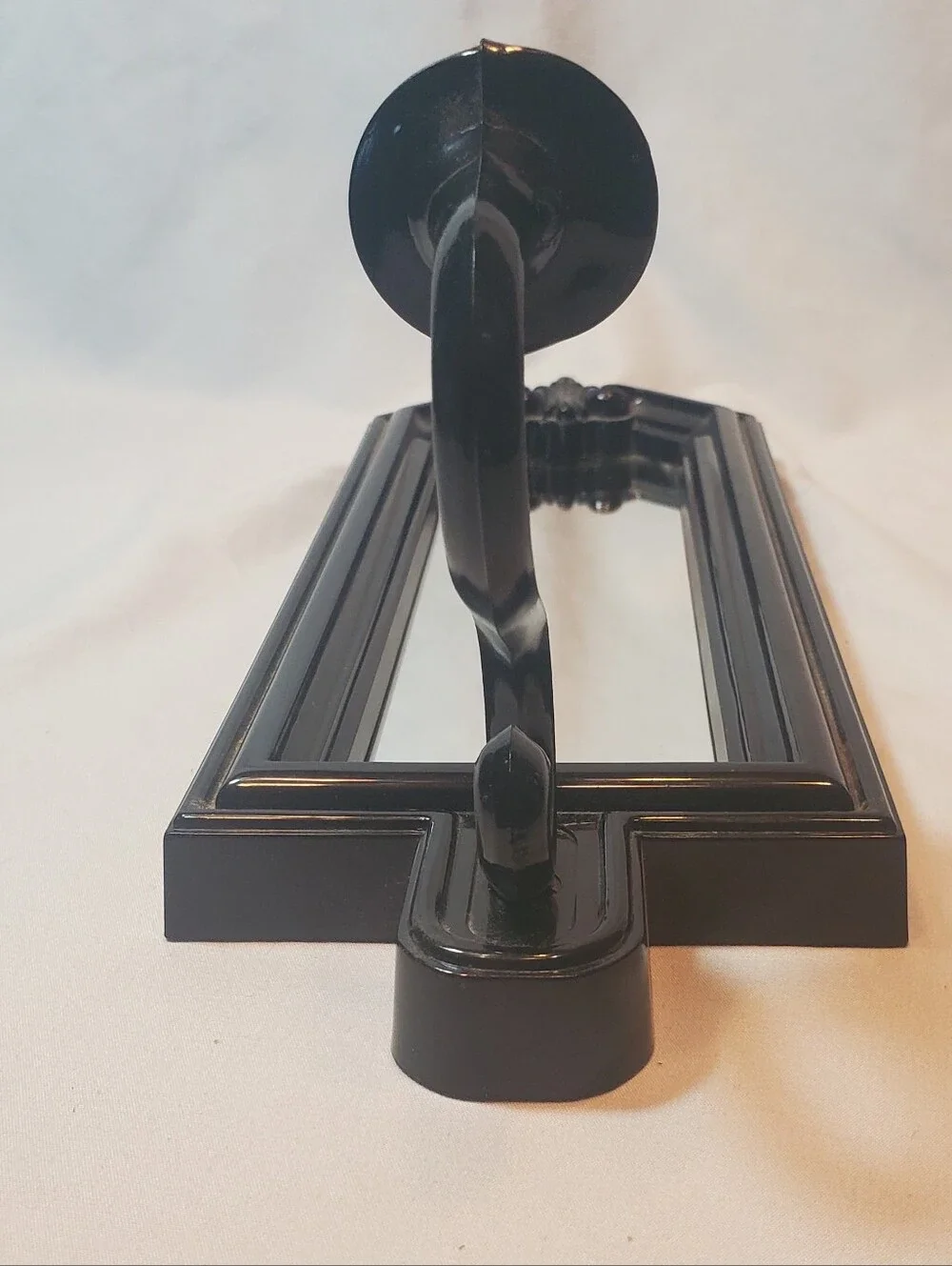 Home Interiors Homco Vtg Wall Mirror Sconce Candle Holder in Black Plastic Retro